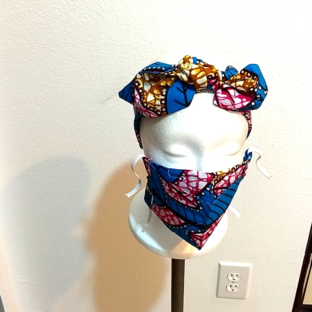 NWOT African Print Handmade Headband/Mask Adul S/M